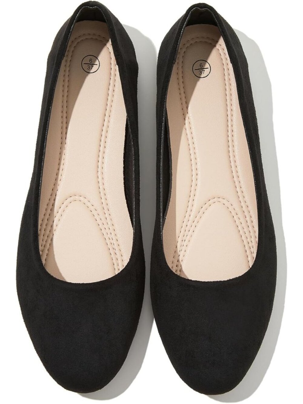 Women's Black Round Toe Ballet Flats Slip On Dressy Casual Low Heel Shoes